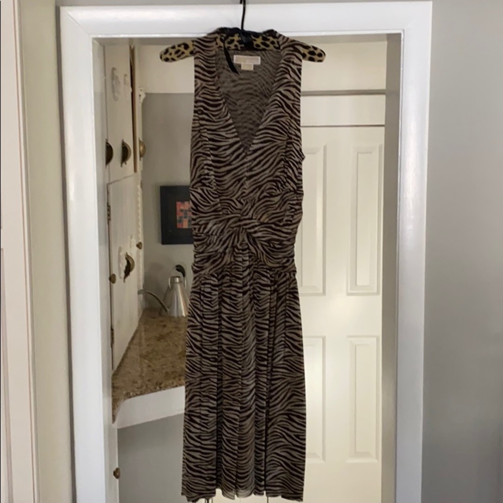 NWOT Michael Kors zebra print flowy v-neck dress.